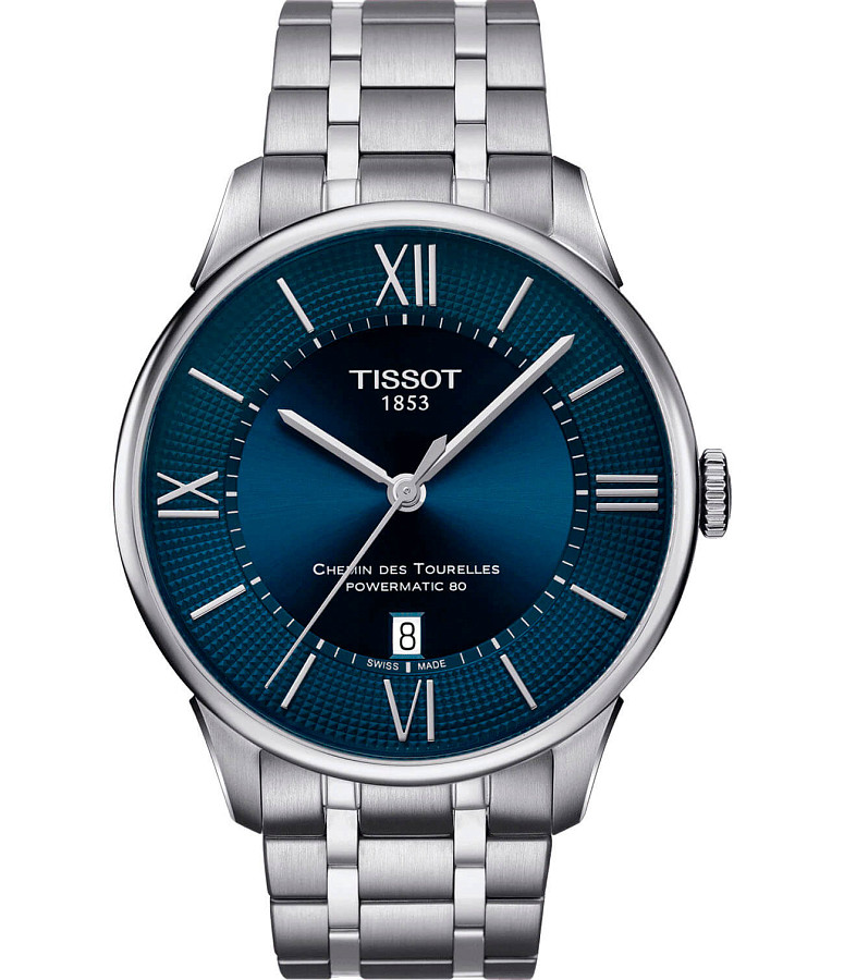 Часы Tissot Chemin des Tourelles Powermatic 80 T099.407.11.048.00 — мужские, синий