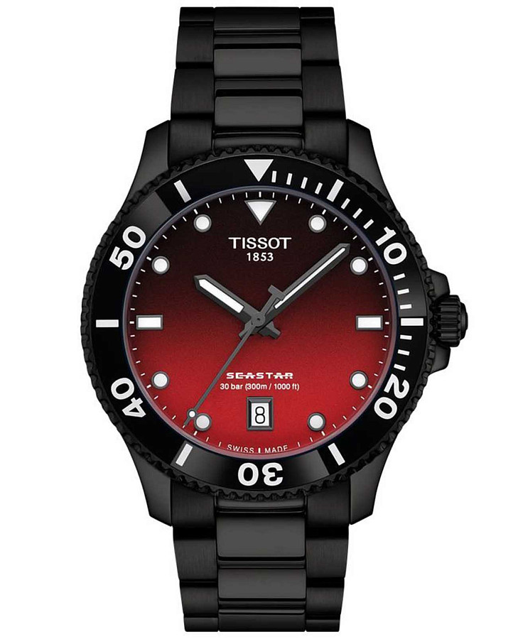 Часы Tissot Seastar 1000 Quartz 40mm T120.410.33.421.00 — мужские, красный