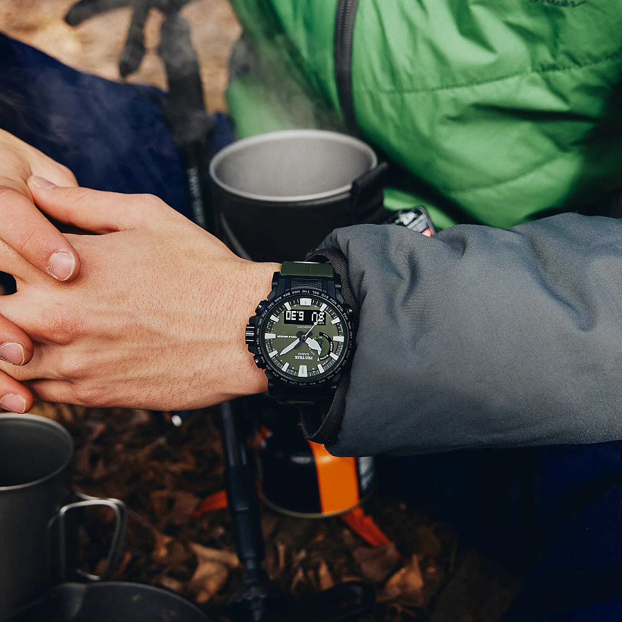 Часы Casio Pro Trek PRW-61Y-3 — зеленый, сталь металл пластик