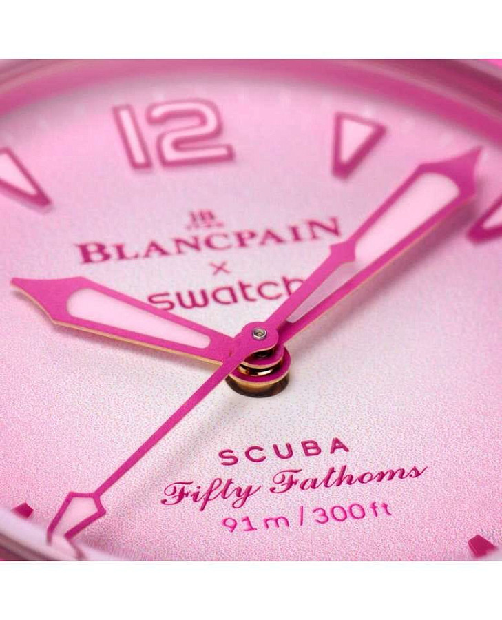 Часы Swatch x Blancpain Pink Ocean SO35P400 — биокерамика, Швейцария
