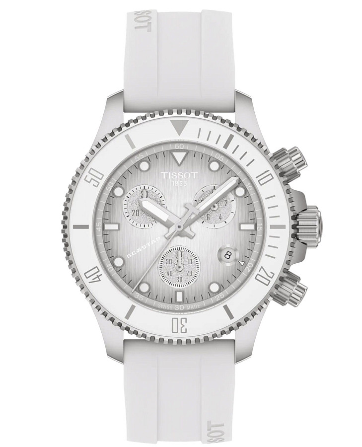 Часы Tissot Seastar 1000 Quartz Chronograph 38mm T120.217.17.011.00 — мужские, белый