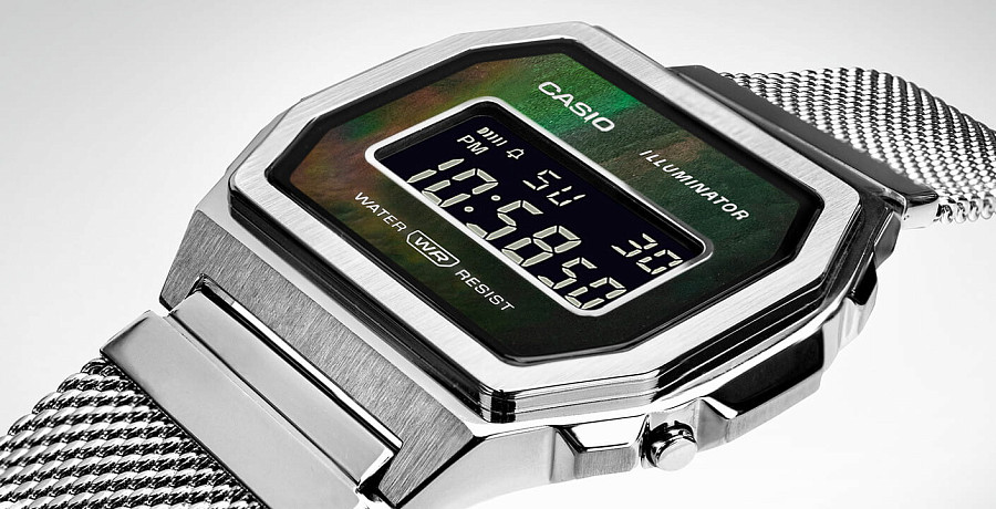 Часы Casio Collection A1000M-1B — мужские, нержавеющая сталь