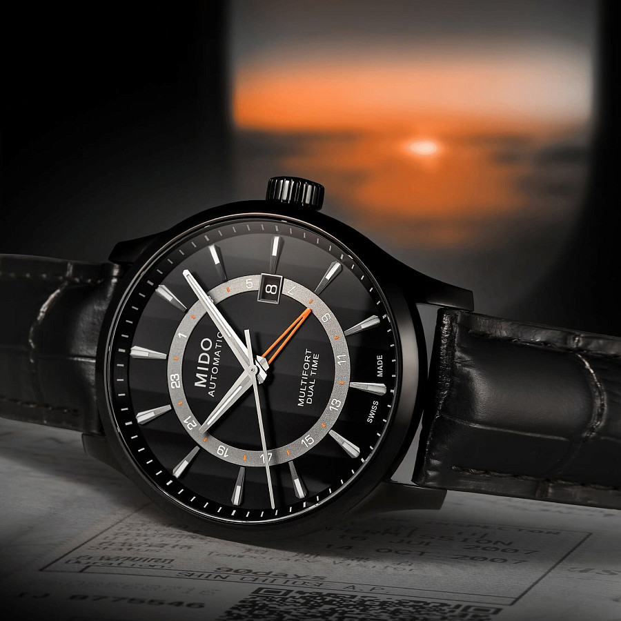 Часы Mido Multifort Dual Time M038.429.36.051.00 — мужские, кожаный