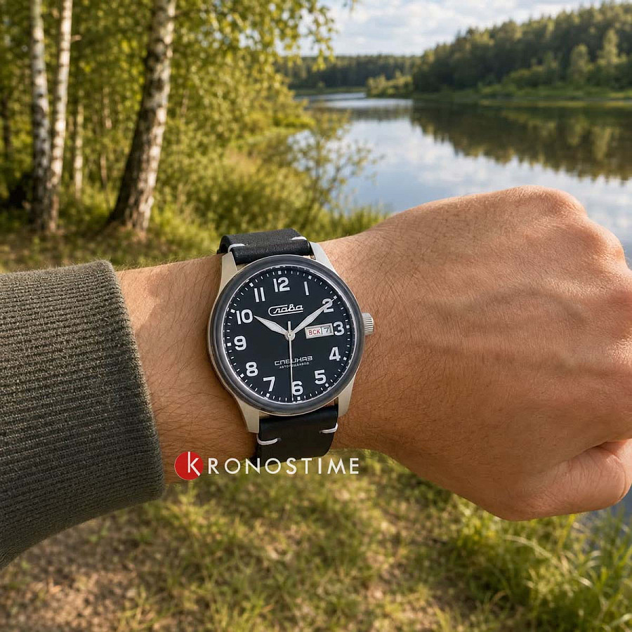 Часы Слава Традиция 1246916/300-8205 — мужские, кожаный
