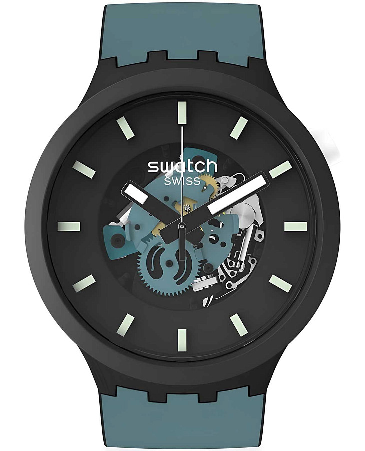 Часы Swatch Big Bold Bioceramic Lacquered SB03B107 — мужские, антрацитовый