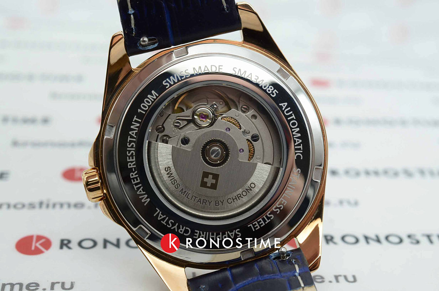 Часы Swiss Military by Chrono Automatic Collection SMA34085.19 — синий, металл сталь