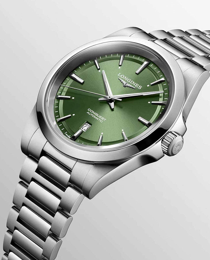 Часы Longines Conquest L3.830.4.02.6 — зеленый, сталь металл