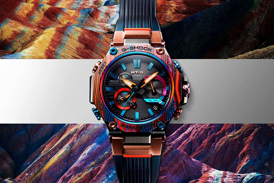 Часы Casio G-Shock Premium MTG-B2000XMG-1A Rainbow Mountain — сталь металл, Япония