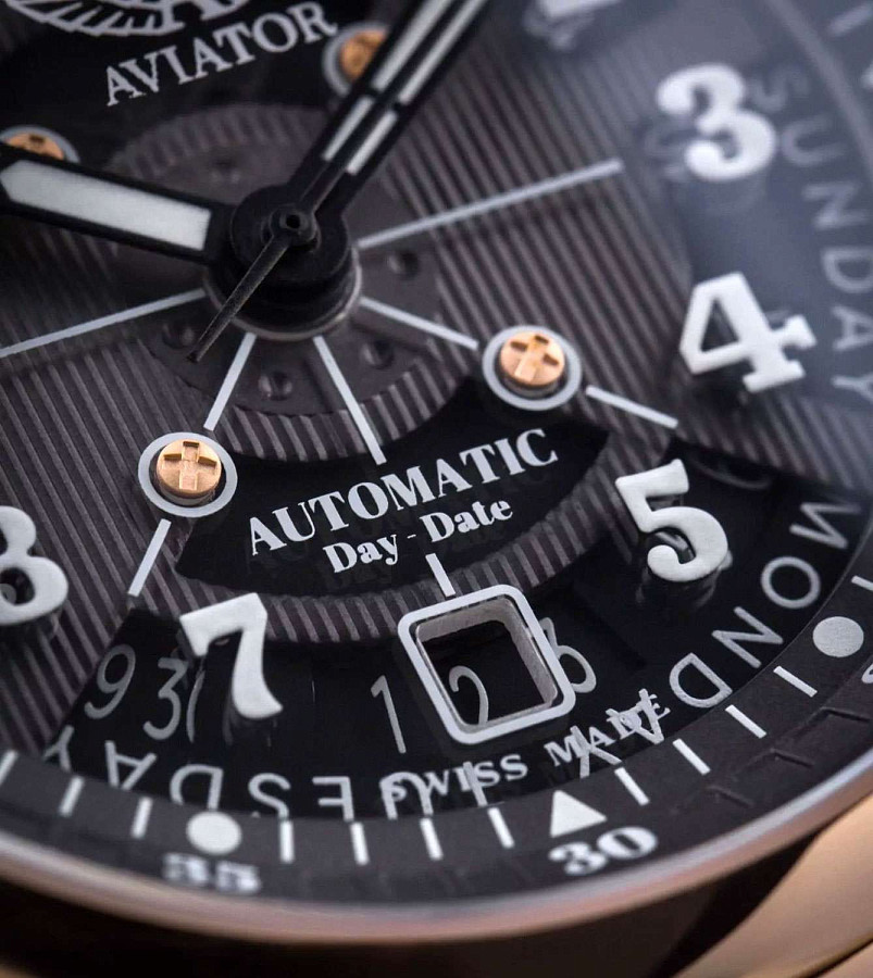 Часы Aviator Douglas Day Date V.3.36.2.285.4 — механические, сталь металл