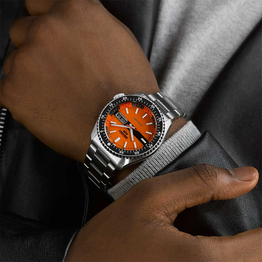 Часы Seiko 5 Sports SRPK11K1 — оранжевый, сталь металл