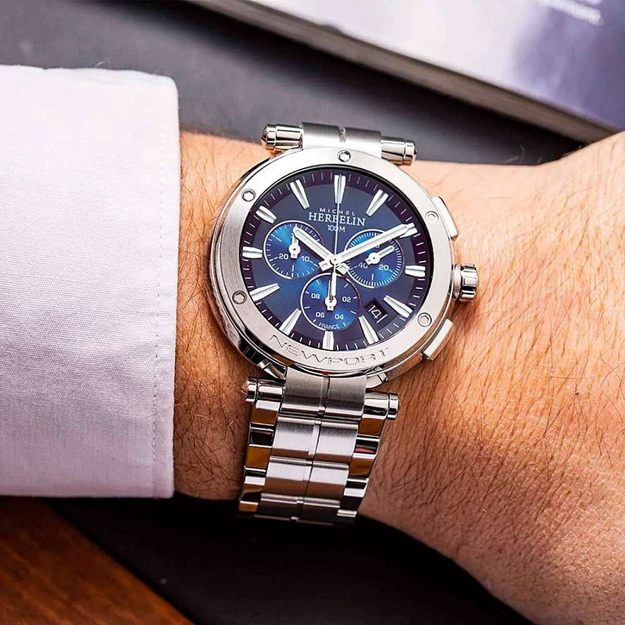 Часы Herbelin Newport Chrono 37688B35 — нержавеющая сталь, мужские