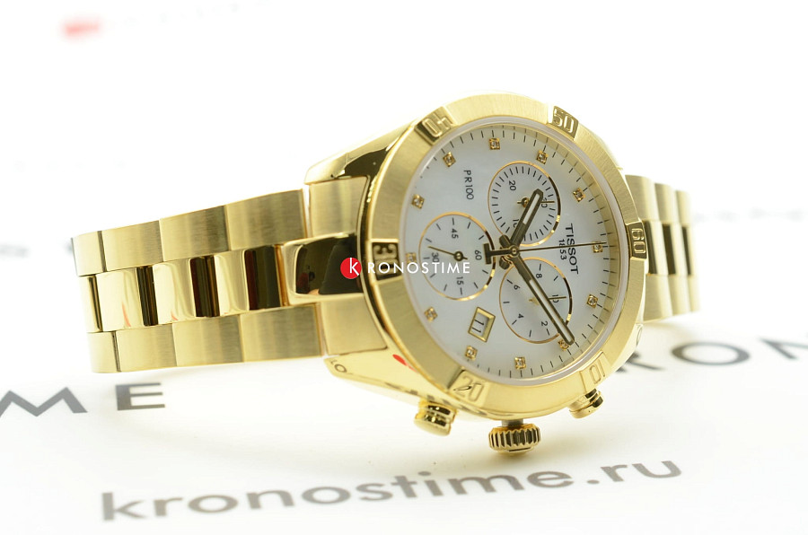 Часы Tissot PR 100 Sport Chic Chronograph T101.917.33.116.01 — сталь c pvd покрытием, женские