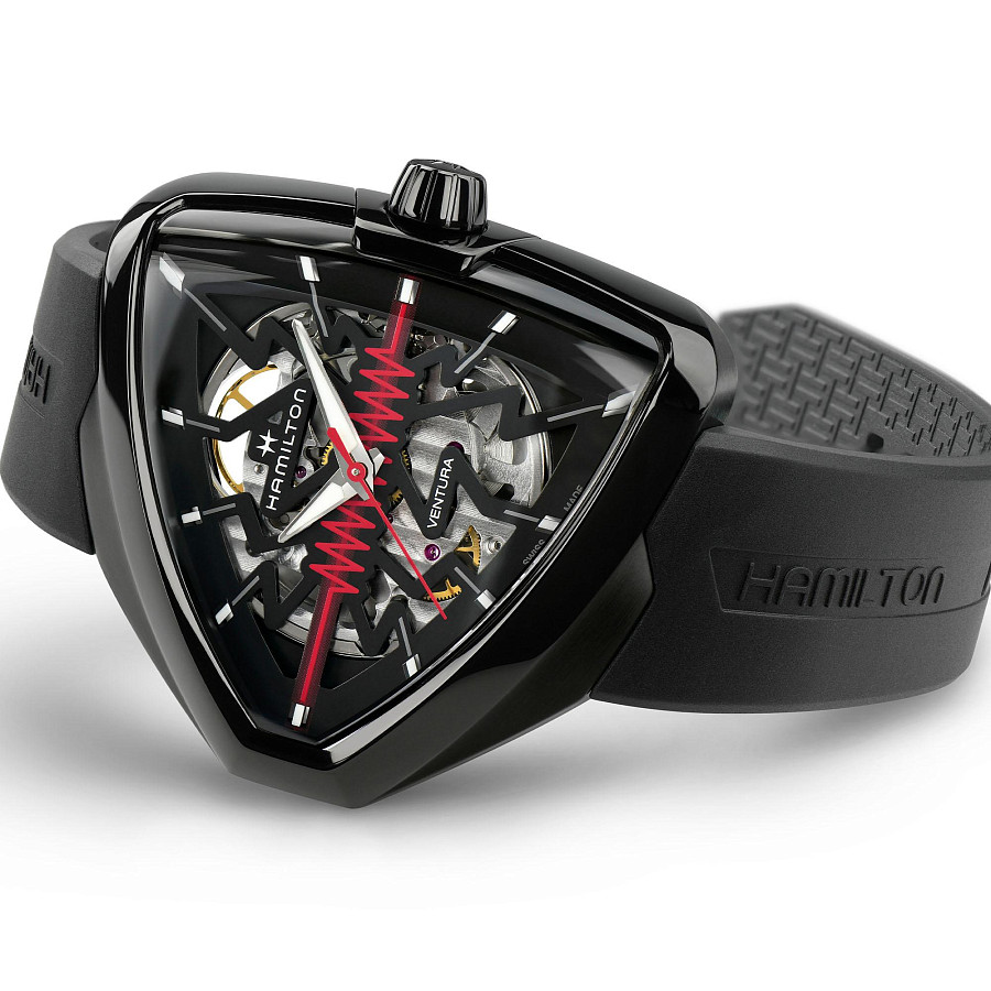 Часы Hamilton Ventura Elvis80 Skeleton Auto H24535331 — каучук, мужские