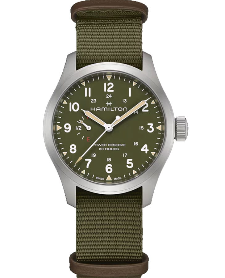 Часы Hamilton Khaki Field Power Reserve H69509960 — мужские, зеленый