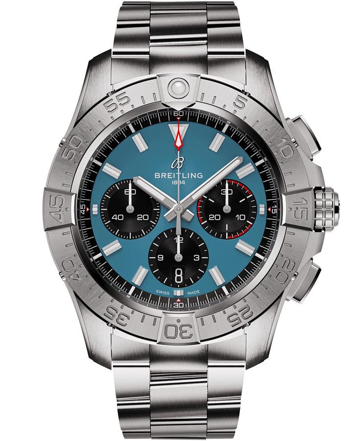Часы Breitling Avenger B01 Chronograph 44 AB0147101C1A1 — мужские, голубой