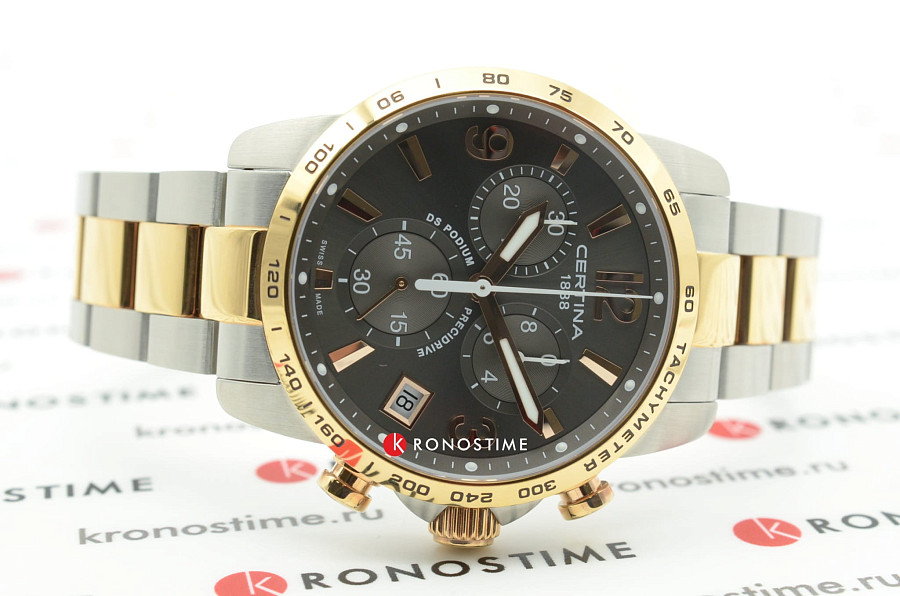 Часы Certina DS Podium Chronograph 1/10 sec C034.417.22.087.00 — сталь c pvd покрытием, мужские