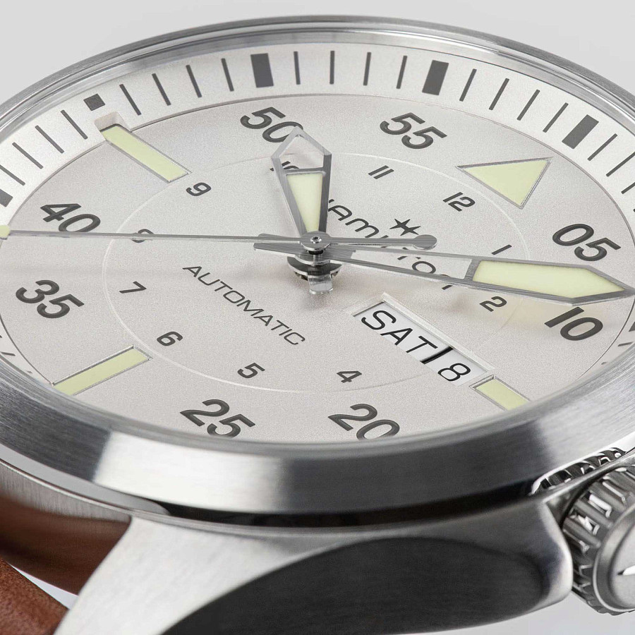 Часы Hamilton Khaki Aviation Pilot Day Date Auto H64635550 — кожаный, мужские
