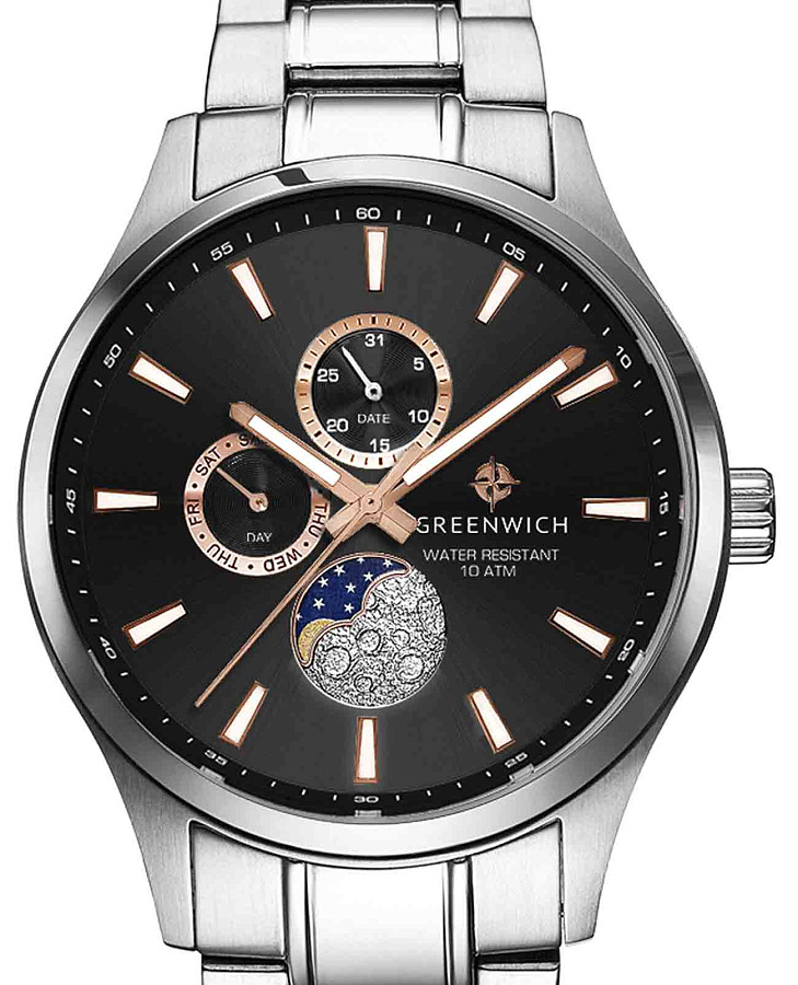 Часы Greenwich Moon Walker GW 058.10.35 — кварцевые, металл сталь