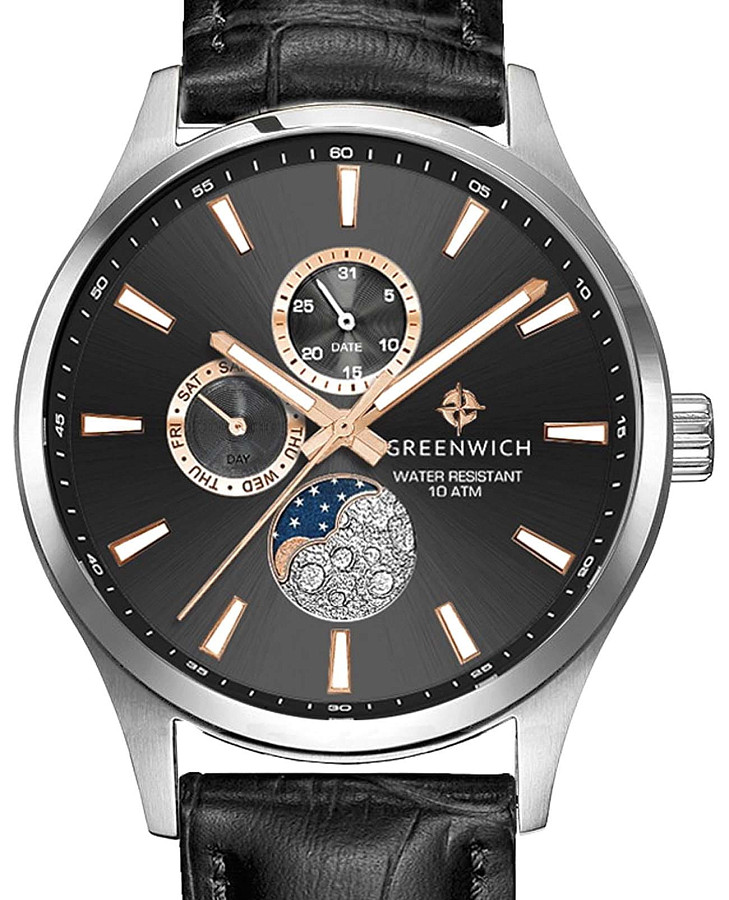 Часы Greenwich Moon Walker GW 058.11.35 — кварцевые, металл сталь
