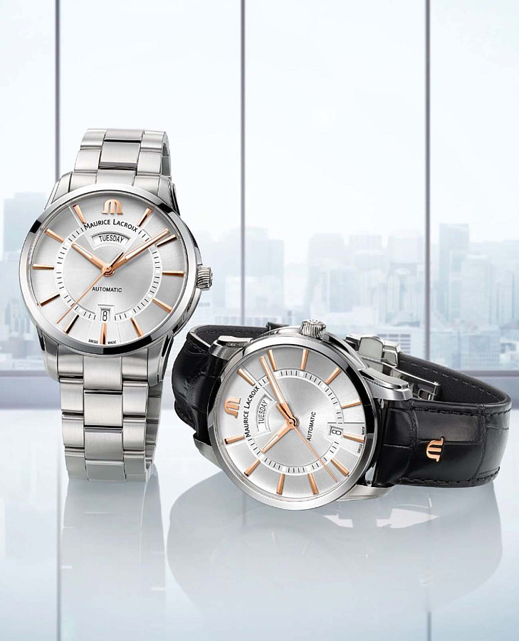 Часы Maurice Lacroix Pontos Day Date PT6358-SS001-23E-2 — мужские, кожаный
