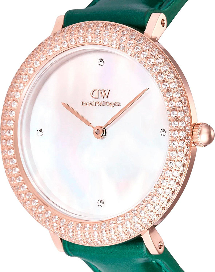 Часы Daniel Wellington Crystalline Bezel Green Croc Rose Gold DW00100826 — кварцевые, сталь металл