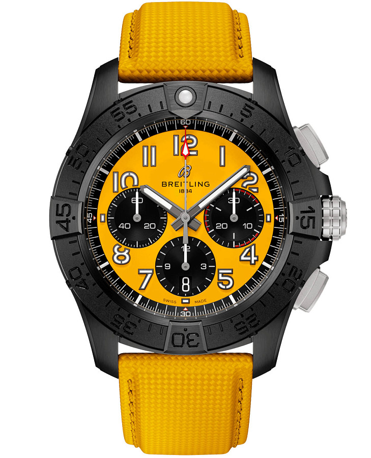 Часы Breitling Avenger B01 Chronograph 44 Night Mission SB0147101I1X1 — мужские, желтый