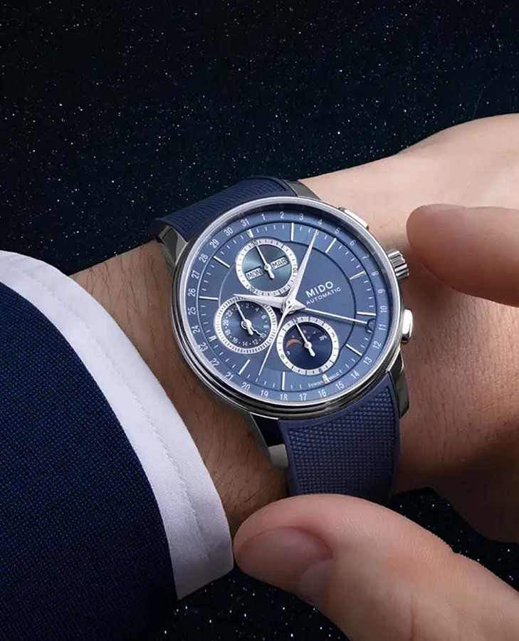 Часы Mido Baroncelli Moonphase M027.625.17.041.00 — механические, сталь металл