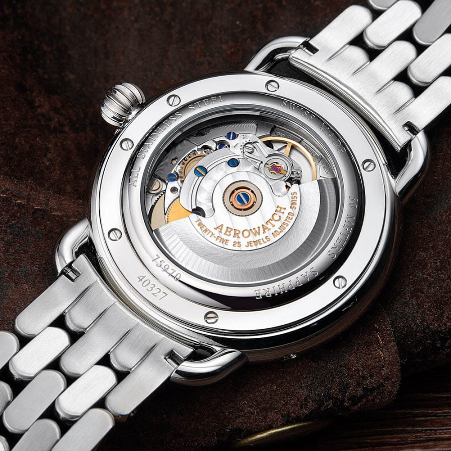 Часы Aerowatch 1942 Moon Phase Automatic 75970 AA01 M — механические, металл сталь