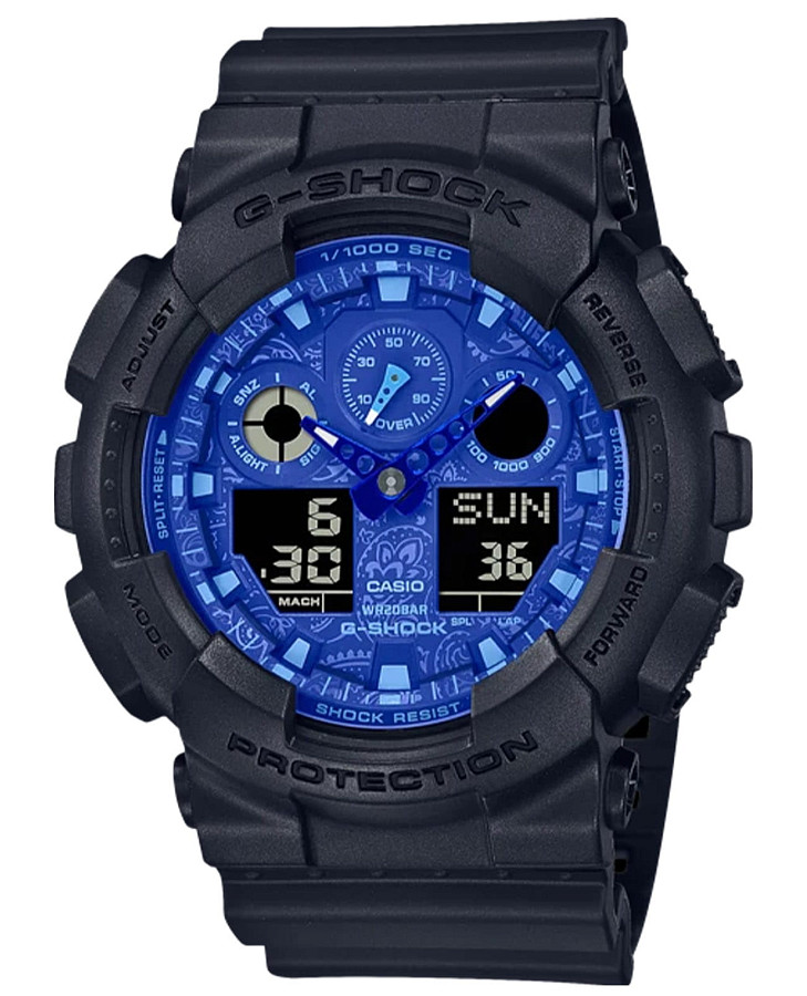 Часы Casio G-Shock GA-100BP-1A — мужские, синий