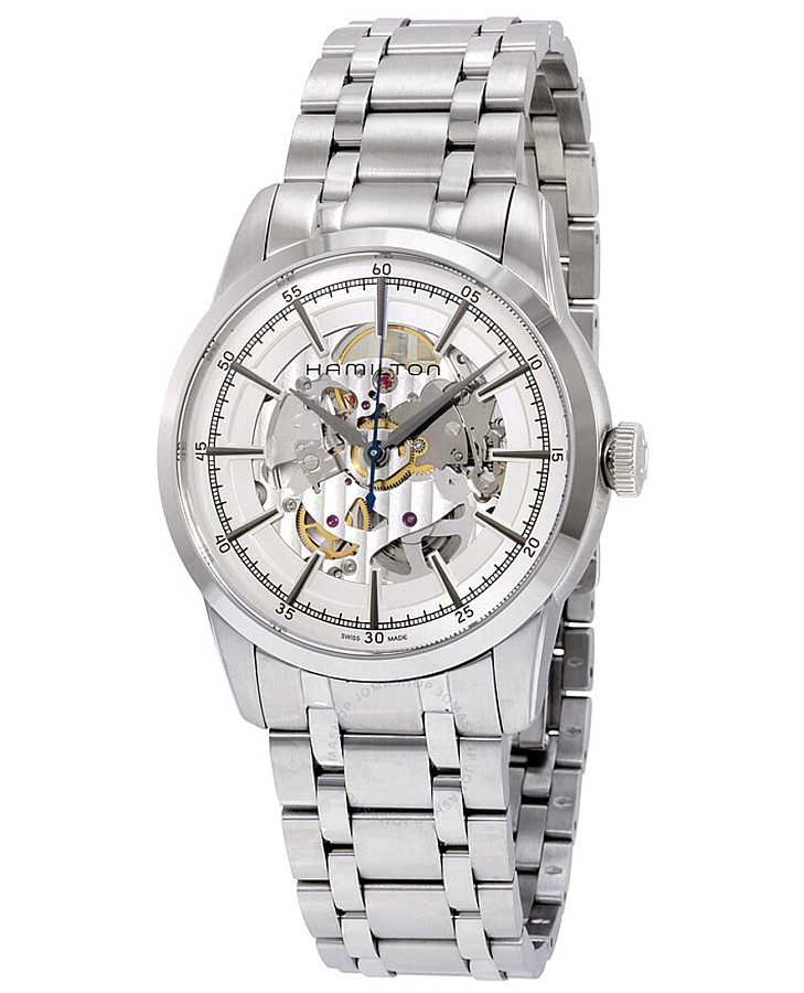 Часы Hamilton American Classic RailRoad Skeleton Auto H40655151 — механические, сталь металл