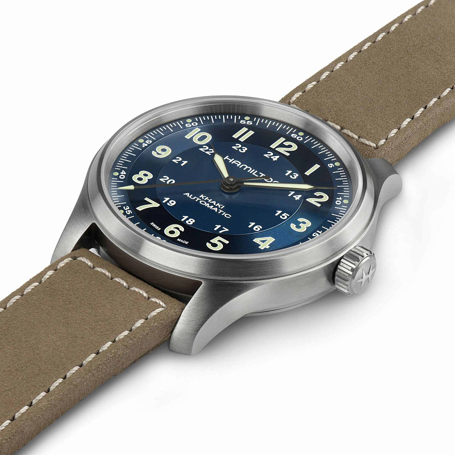 Часы Hamilton Khaki Field Titanium Auto H70545540 — кожаный, мужские