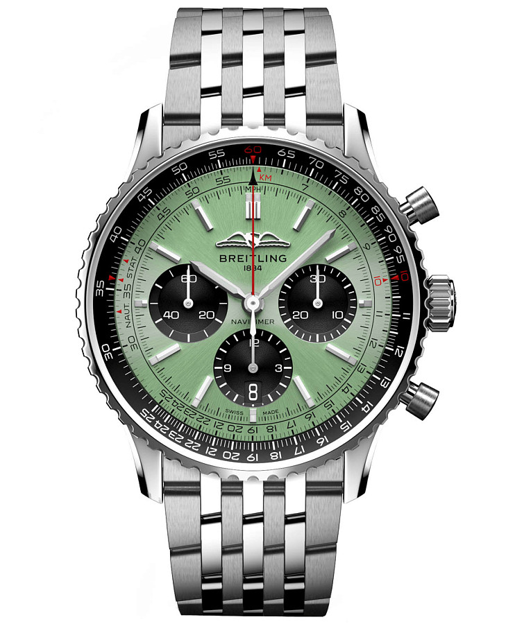 Часы Breitling Navitimer B01 Chronograph 43 AB0138241L1A1 — мужские, зеленый