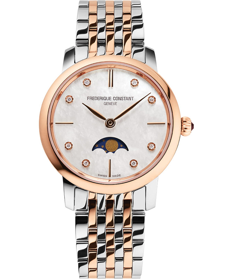 Часы Frederique Constant Slimline Ladies Moonphase FC-206MPWD1S2B — женские, перламутровый