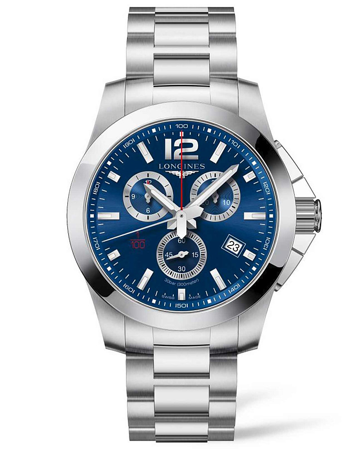 Часы Longines Conquest L3.800.4.96.6 — мужские, синий