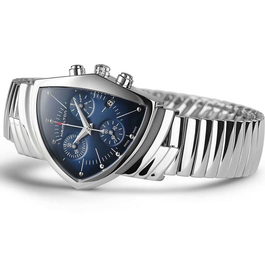 Часы Hamilton Ventura Chrono Quartz H24432141 — синий, сталь