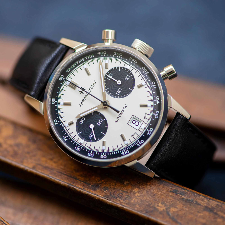 Часы Hamilton American Classic Intra-Matic Auto Chrono H38416711 — сталь, кожаный