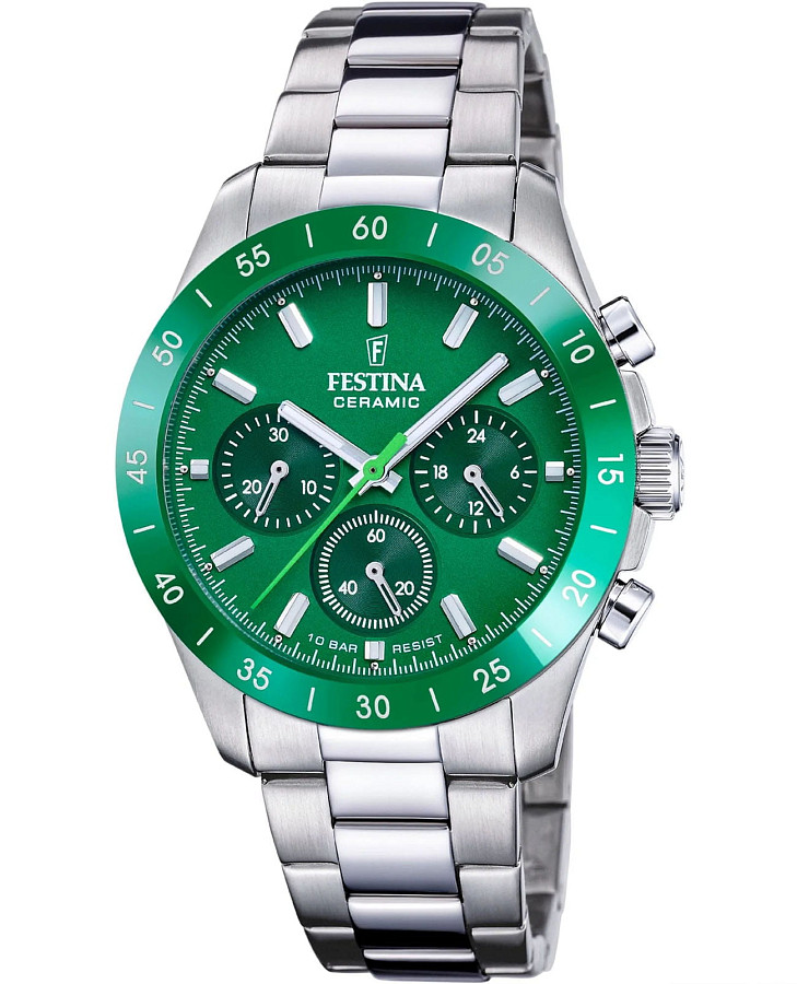 Часы Festina Ceramic F20693/5 — женские, зеленый
