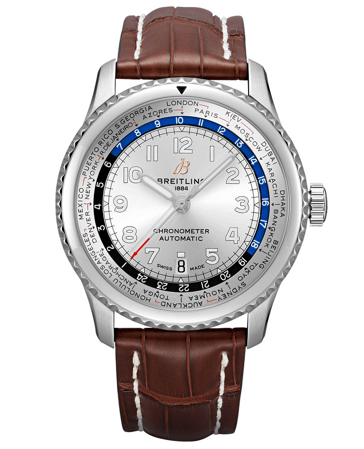 Часы Breitling Aviator 8 B35 Automatic Unitime 43 AB3521U01G1P3 — мужские, серебристый