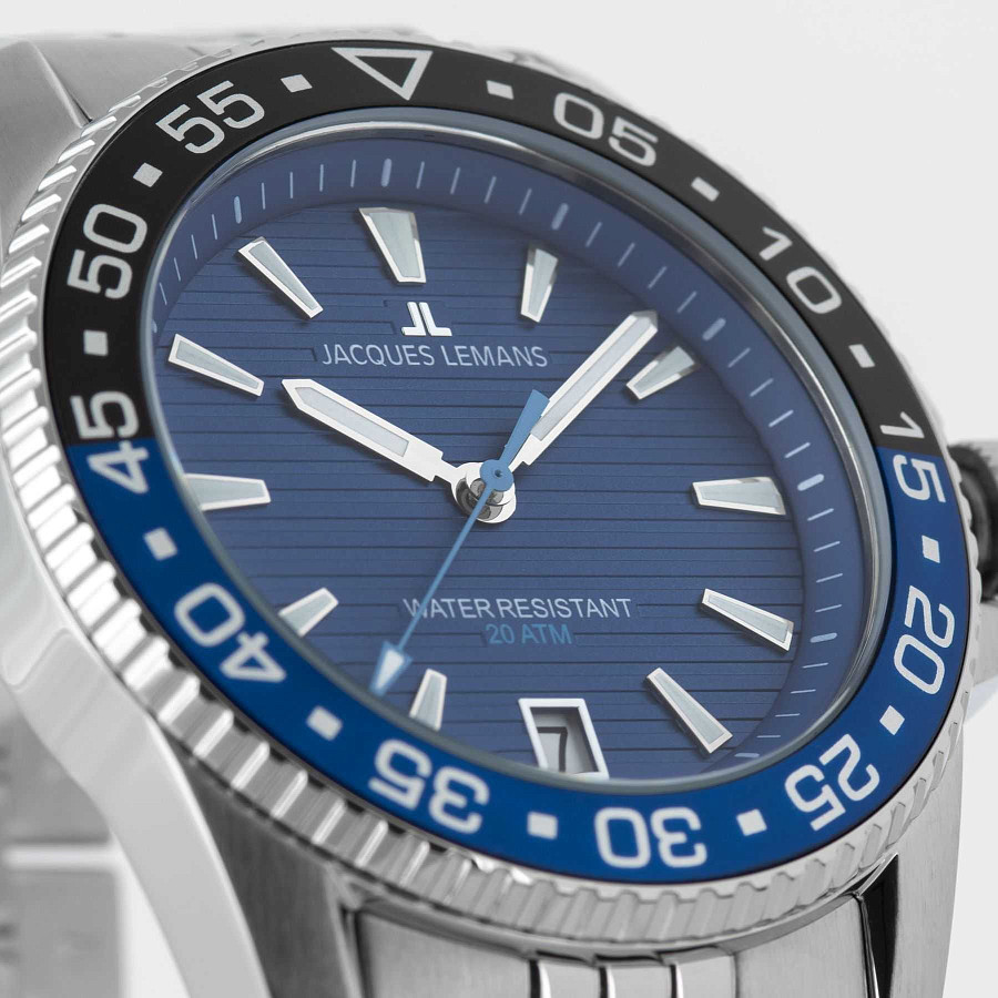 Часы Jacques Lemans Liverpool Diver 1-2205i — кварцевые, сталь металл