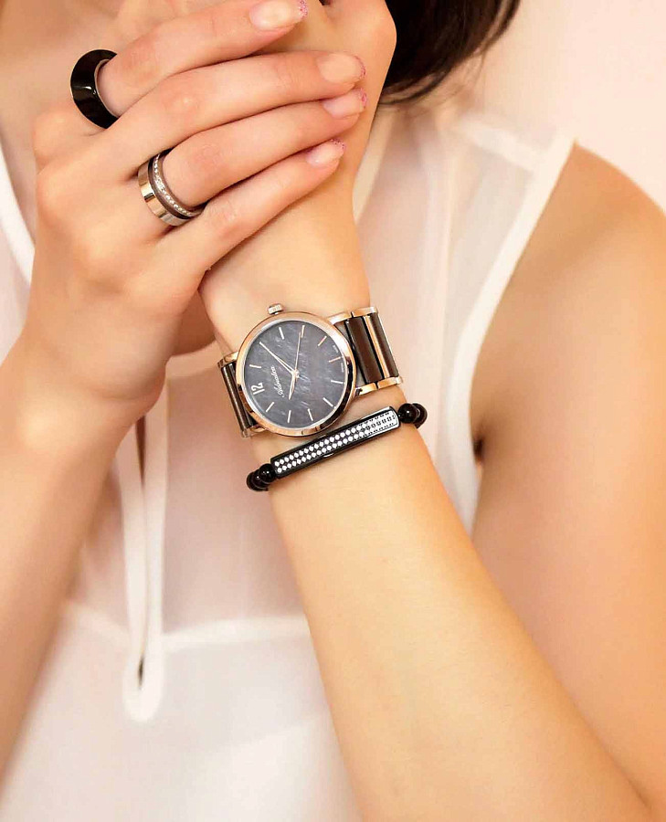 Часы Adriatica Ceramic A3721.E15MQ — кварцевые, металл сталь