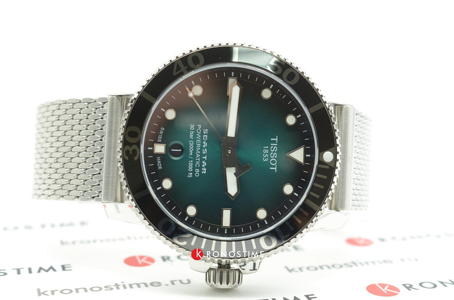 Часы Tissot Seastar 1000 Powermatic 80 T120.407.11.091.00 — зеленый, сталь металл