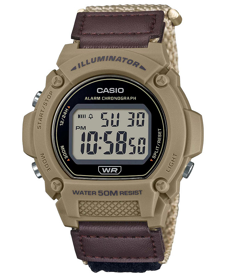 Часы Casio Collection W-219HB-5AVDF — мужские, бежевый