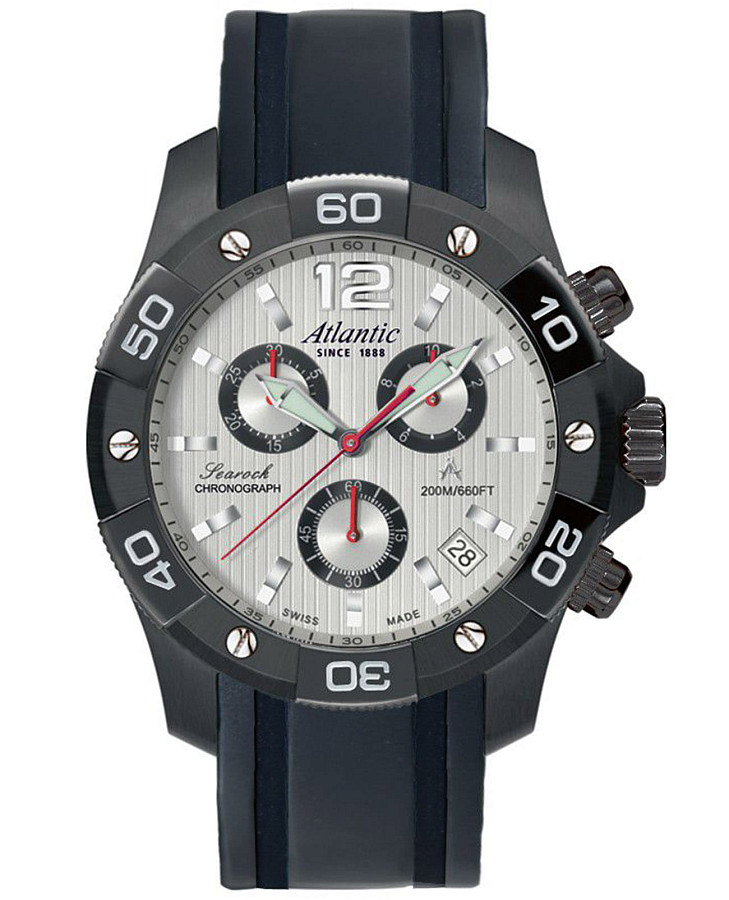 Часы Atlantic Searock Chronograph 87471.46.25B — мужские, серебристый