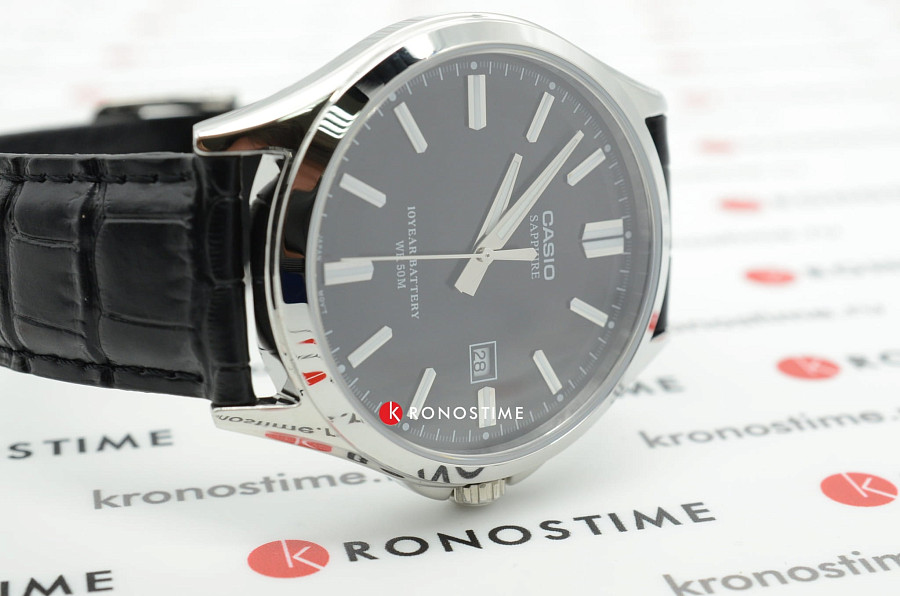 Часы Casio Collection MTS-100L-1A — мужские, кожаный