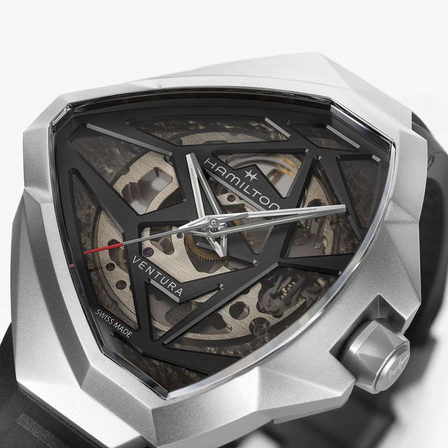 Часы Hamilton Ventura Edge Skeleton H24635330 — каучук, мужские