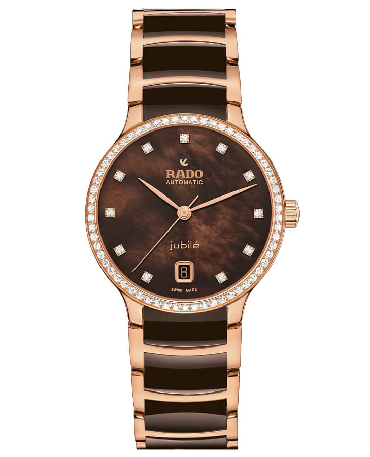 Часы Rado Centrix Automatic Diamonds R30230922 — женские, коричневый