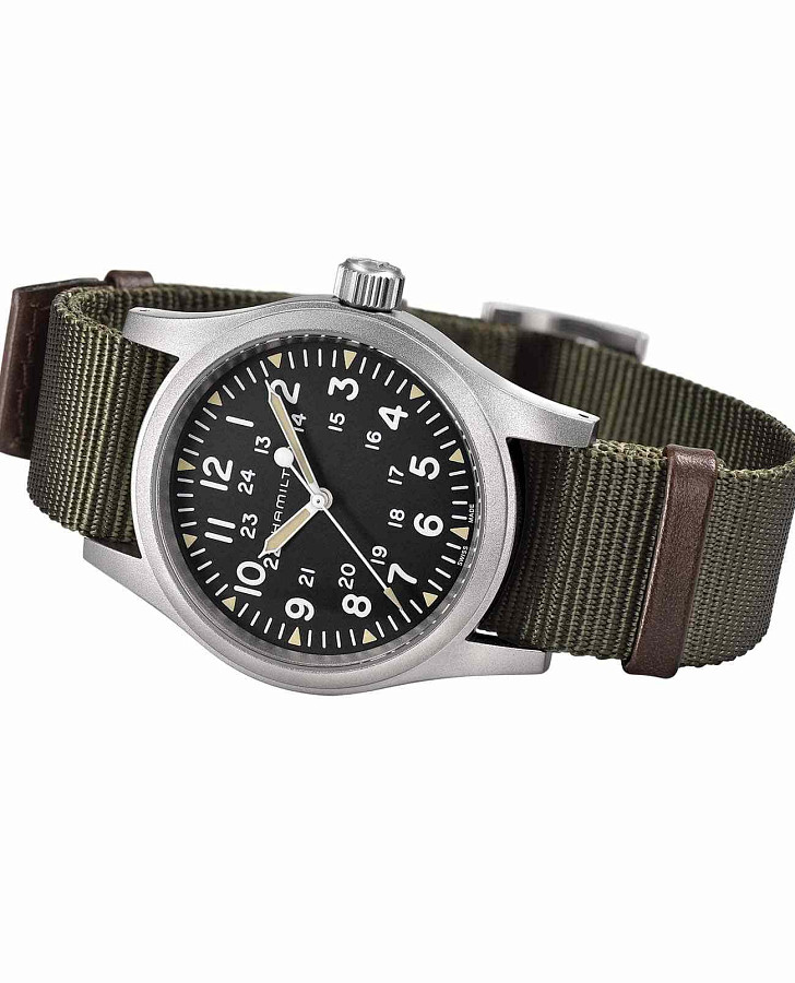 Часы Hamilton Khaki Field Mechanical H69439931 — мужские, тканевый