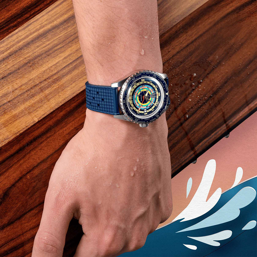 Часы Mido Ocean Star Decompression Worldtimer 200 M026.829.17.041.00 — мужские, каучук