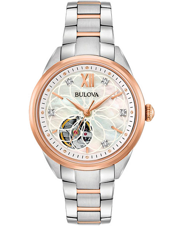Часы Bulova Automatic Ladies 98P170 — женские, перламутровый