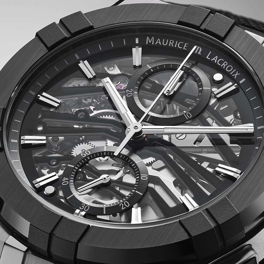 Часы Maurice Lacroix Aikonic Automatic Chronograph Skeleton AC8018-SSL20-030-2 — металл сталь, Швейцария